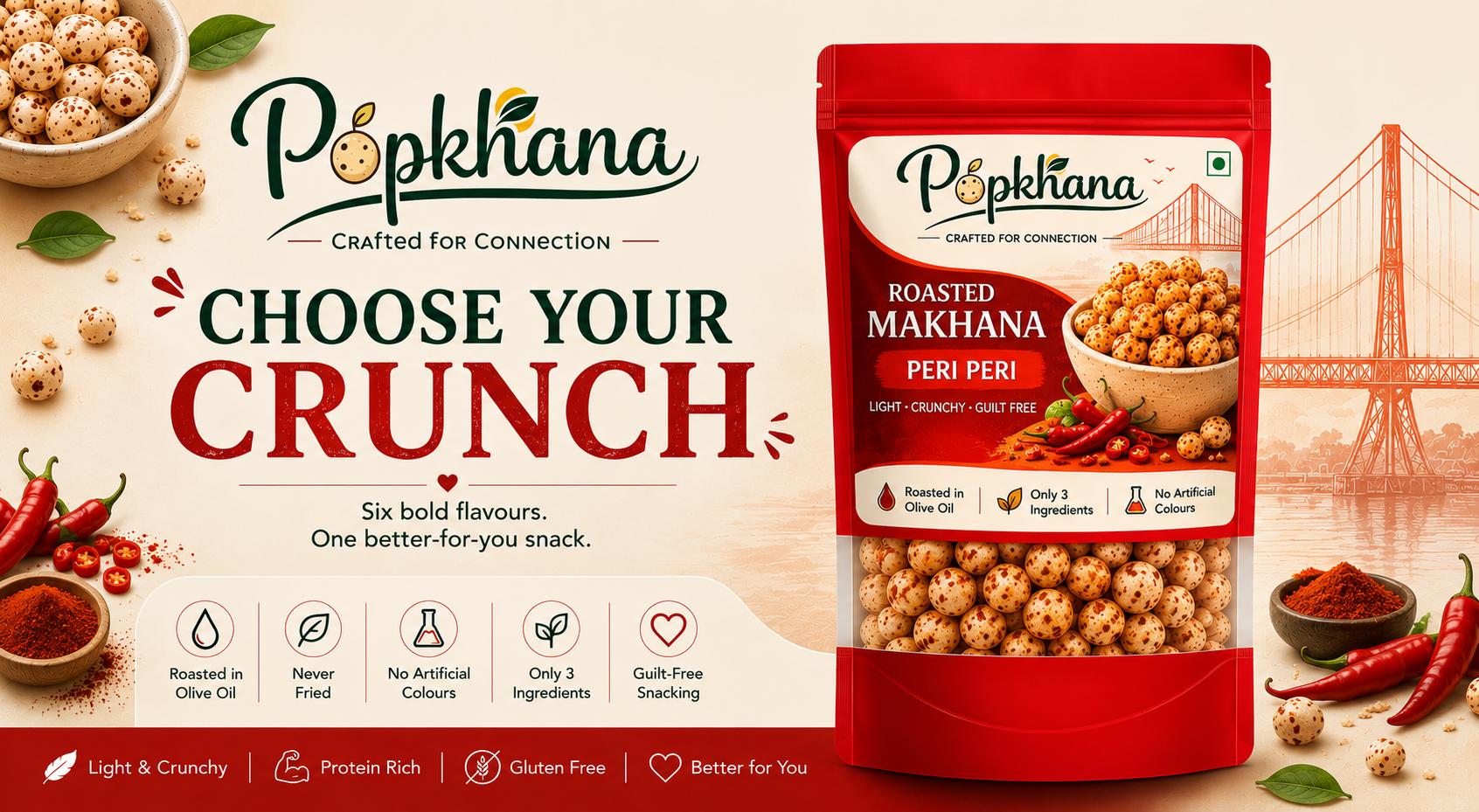 Popkhana Peri Peri Roasted Makhana flavour banner