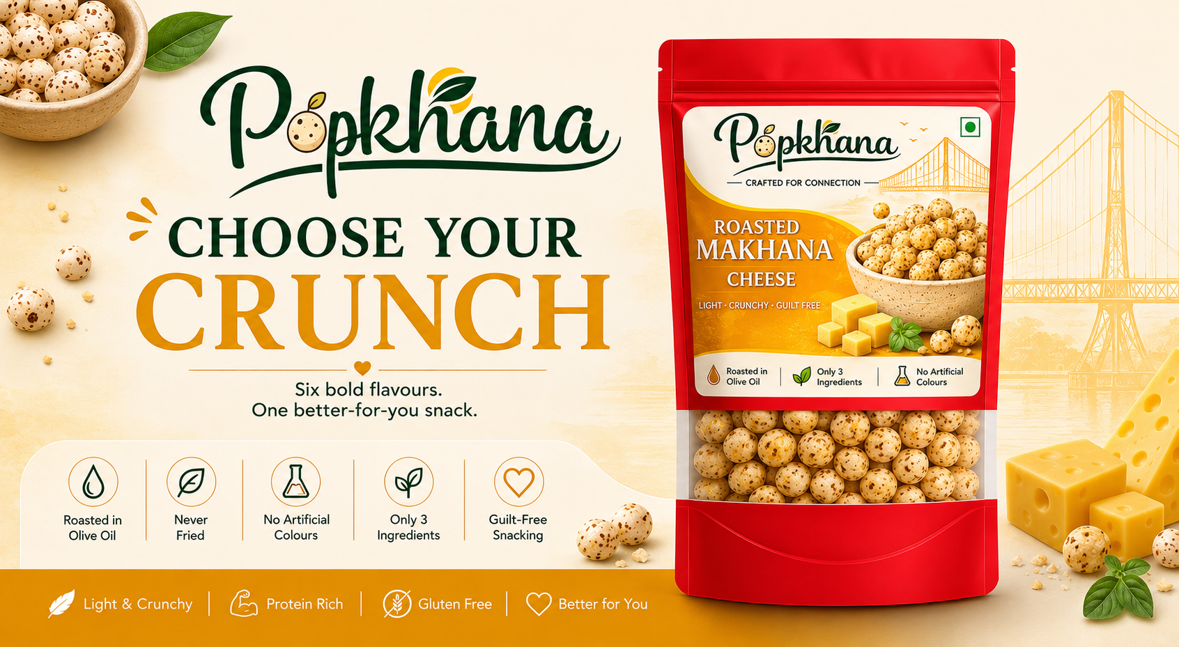 Popkhana Cheese Roasted Makhana flavour banner