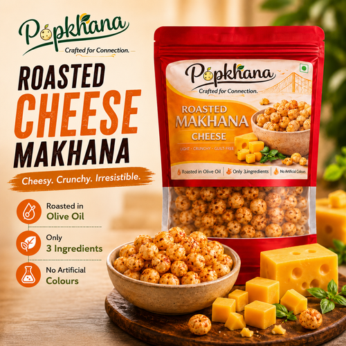 Cheese Roasted Makhana by PopKhana Roasted in Olive Oil Light Crunchy Healthy Evening Snack