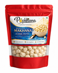 PopKhana Classic Salted Roasted Makhana snack pack roasted in olive oil with classic salted flavour, only 3 ingredients, and no artificial colours.
