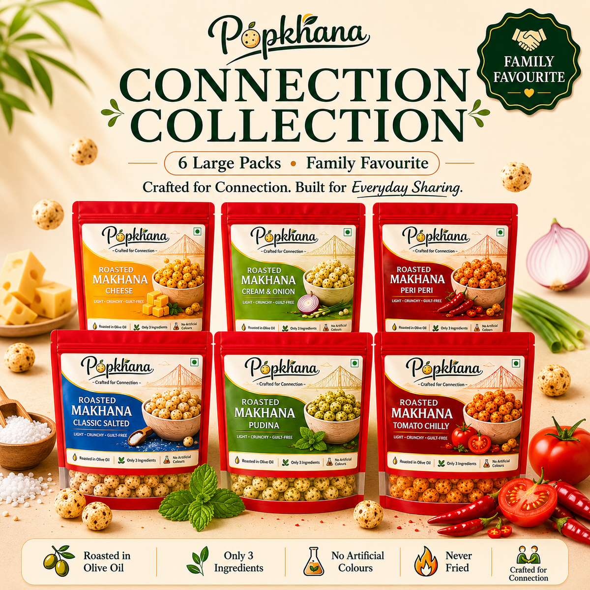 PopKhana Connection Collection - 6 flavours, 6 x 70g packs