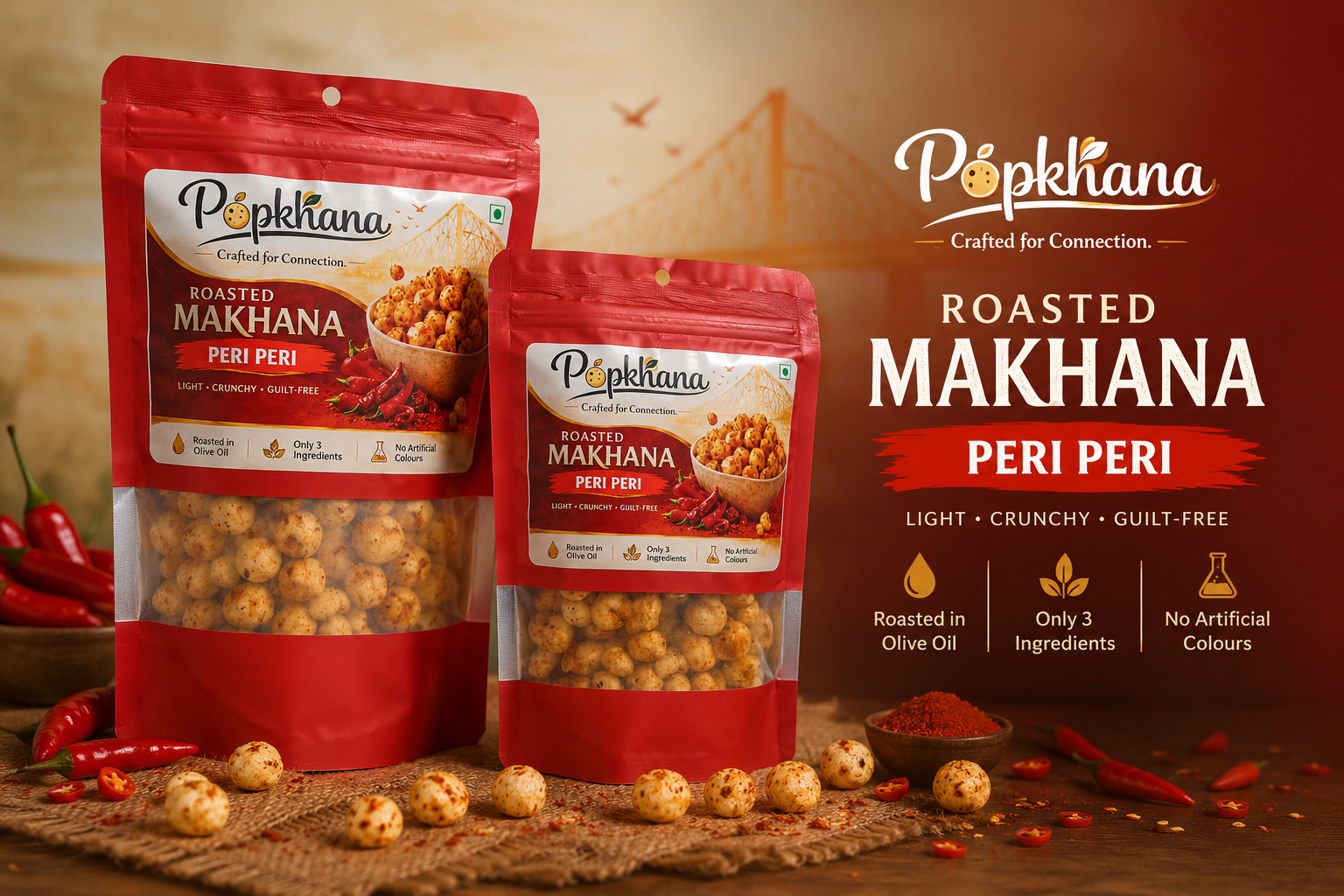 PopKhana Peri Peri Roasted Makhana Available in 34g and 70g Packs