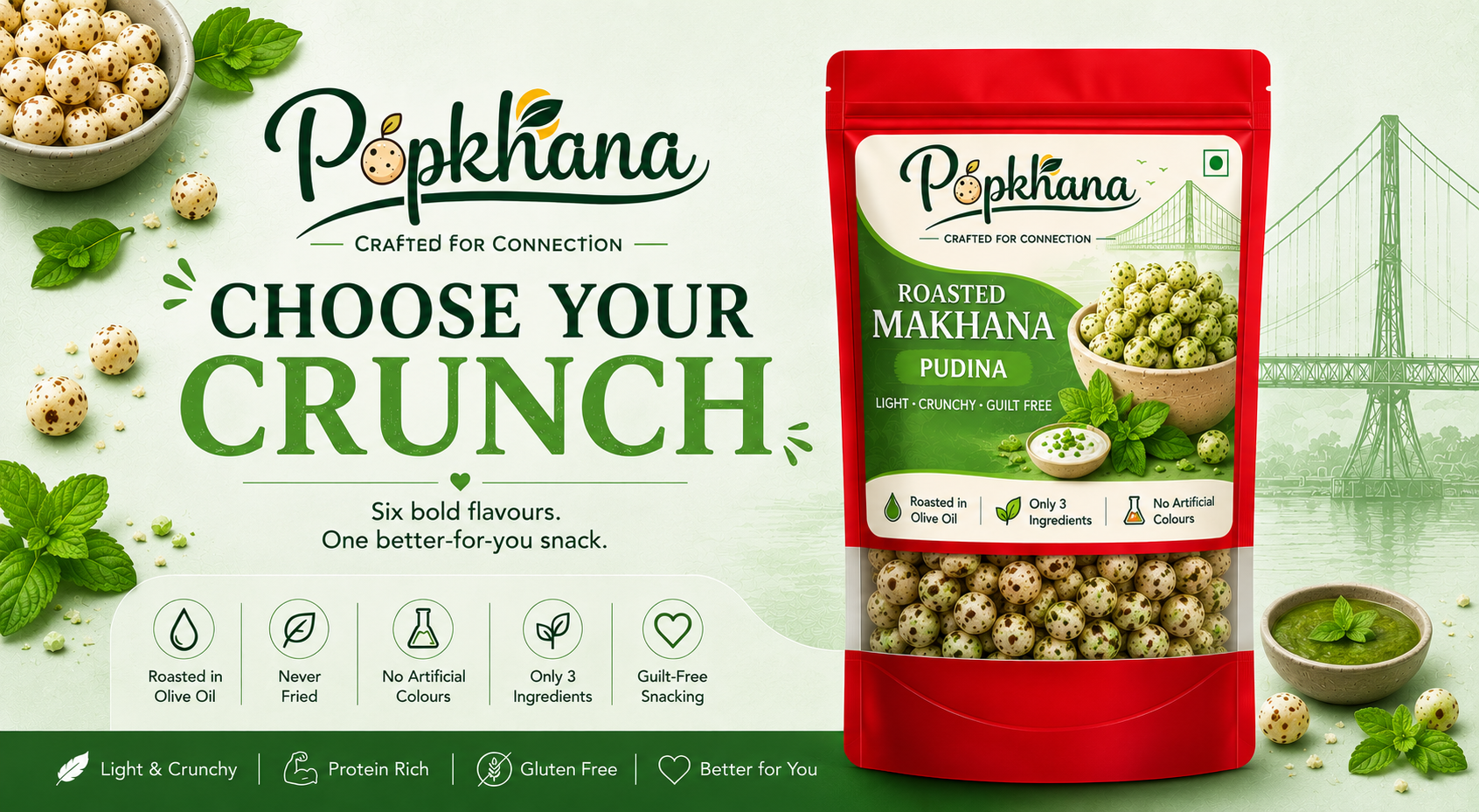 Popkhana Pudina Roasted Makhana flavour banner