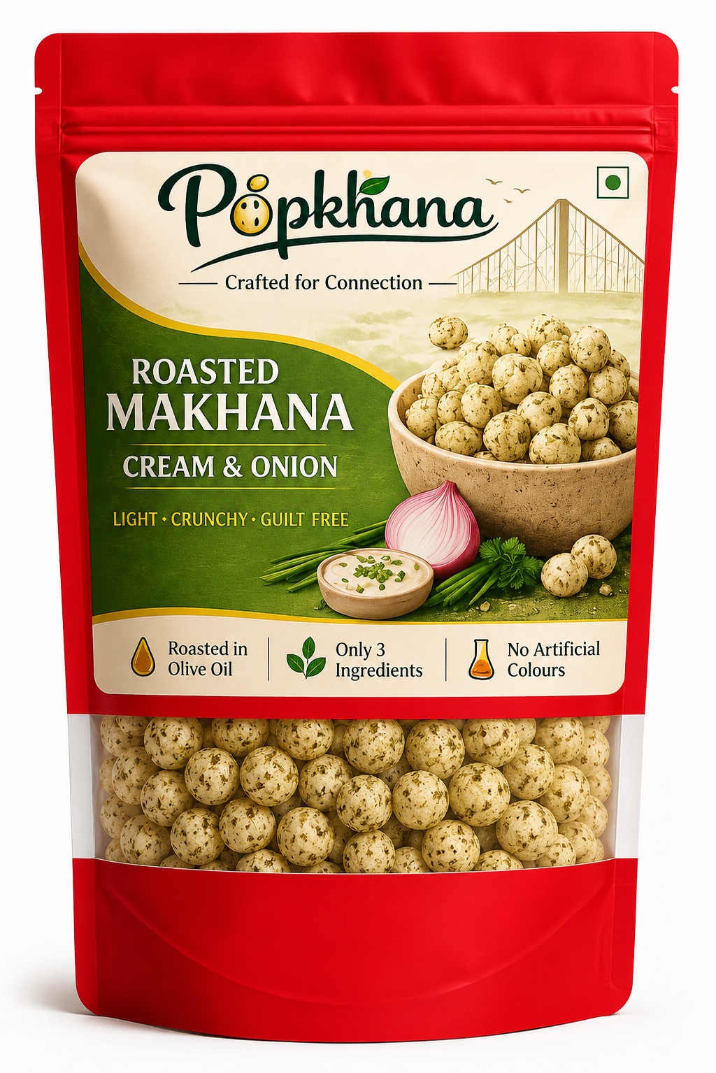 Popkhana Roasted Makhana Cream and Onion healthy roasted fox nut snack