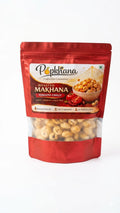 PopKhana Tomato Chilly Roasted Makhana snack pack roasted in olive oil with spicy tomato and chilli flavour, light and crunchy makhana.