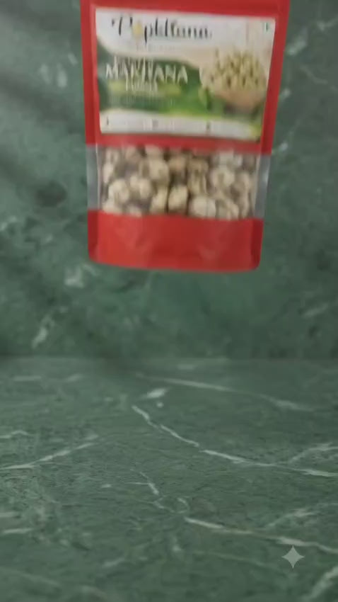 Popkhana Pudina Roasted Makhana healthy mint flavoured fox nut snack roasted in olive oil