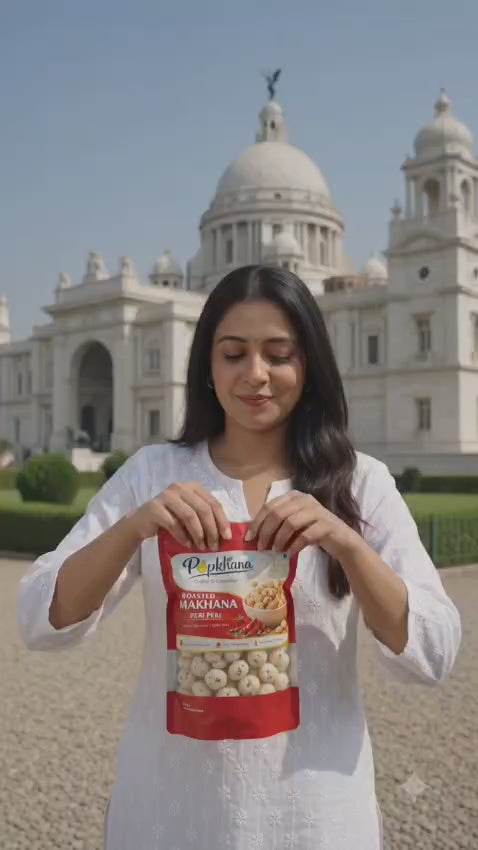 Discover PopKhana Flavour Trio Adda – a delicious combo of Cheese, Cream & Onion and Peri Peri roasted makhana. Includes 3 packs of 70g each (210g total). Roasted in olive oil, gluten-free, light, crunchy and perfect for sharing.